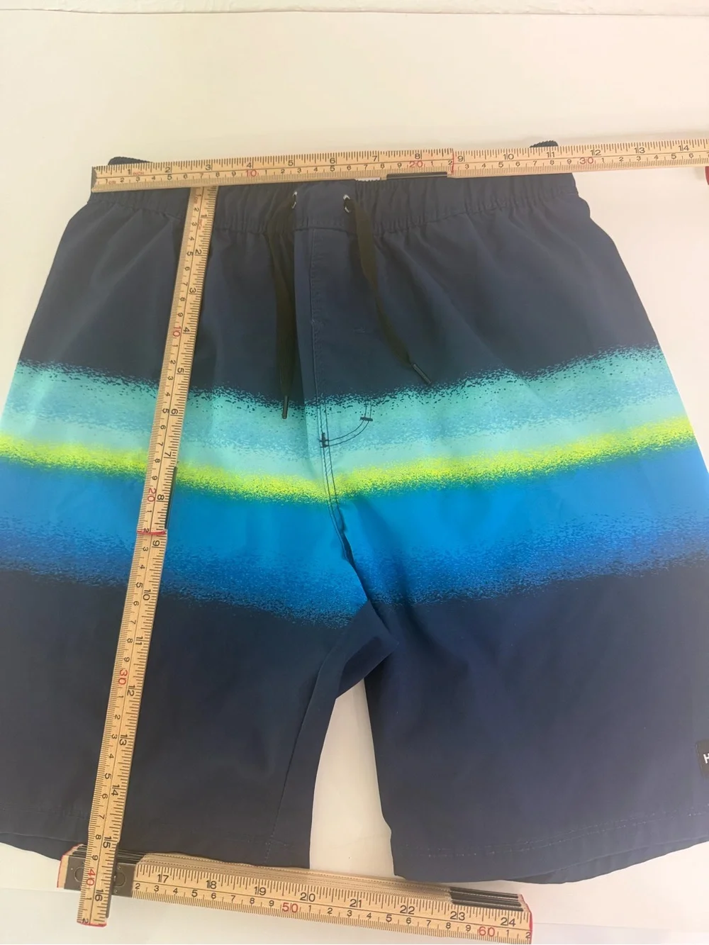 Hurley Boy Navy Swim Board Shorts with Blue and Lime Stripe